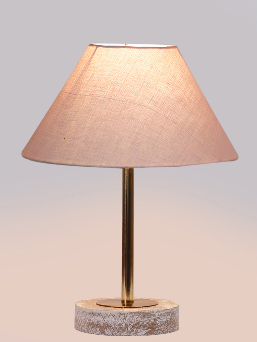 Ambika Home Luxury Premium Devansh Grey cotton table lamp with White Brushed Wood Base & Steel Pipe (10X16.25 inches)-32 Lamp with Grey Shade for Living Room, Bedroom & Hallway - Image 6
