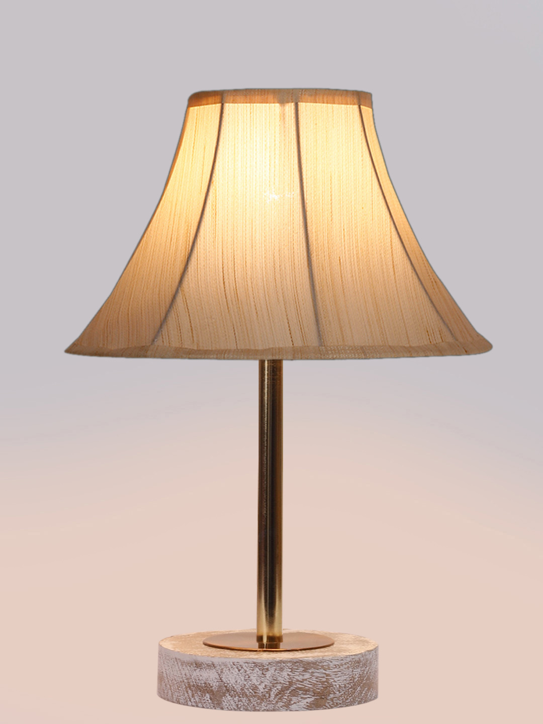 Ambika Home Luxury Premium Devansh Off-white cotton Vintage lamp with White Brushed Wood Base & Steel Pipe (12x17.75) Lamp with off-white Shade for Living Room, Bedroom & Hallway - Image 6