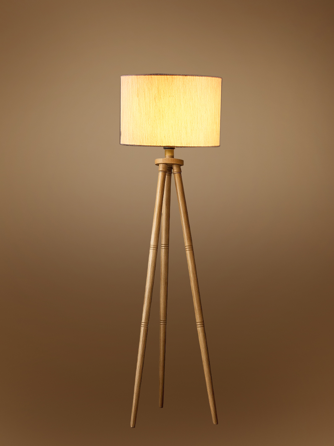 Ambika Home Off-white Shade Wooden Natural Tripod Floor Lamp for Living Room, Bedroom & Hotel Decor | E27 Holder Included Bulb - Image 7
