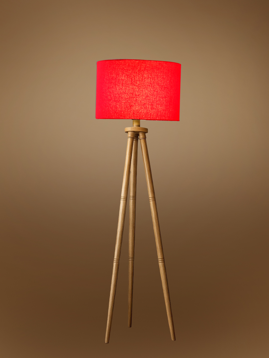 Ambika Home Modern Red Natural Tripod Standing Lamp for Bedroom, Lounge & Reading Corner | E27 Holder Included Bulb - Image 7