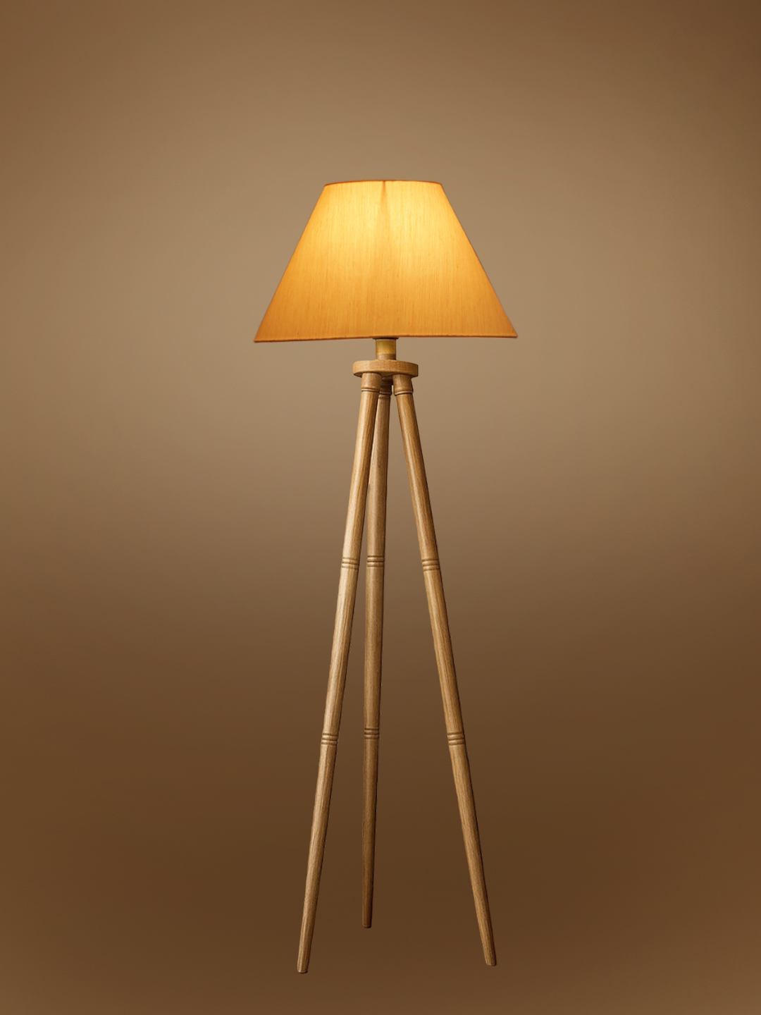 Ambika Home Off-white Shade Wooden Natural Tripod Floor Lamp for Living Room, Bedroom & Hotel Decor | E27 Holder Included Bulb - Image 7