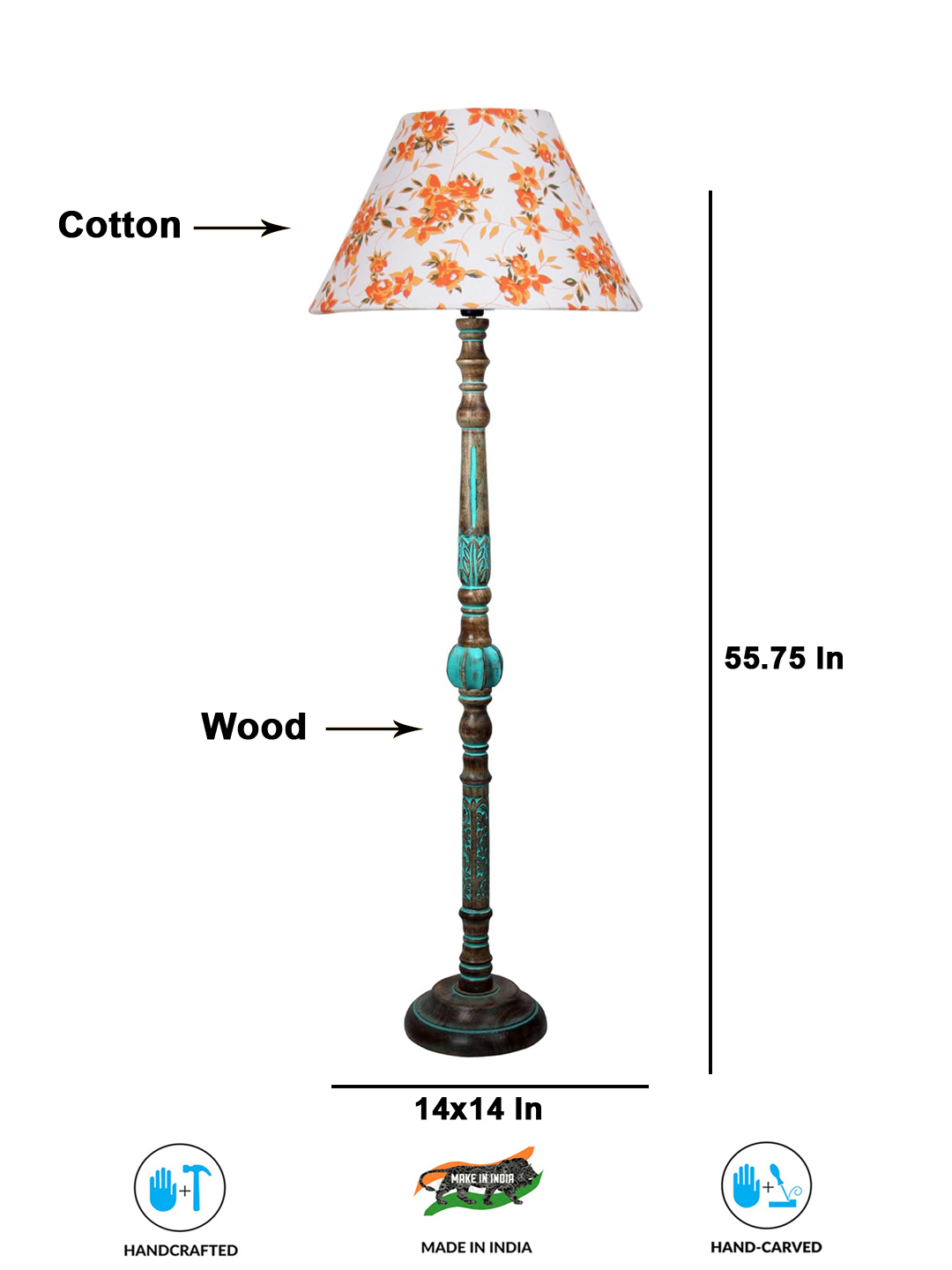 Ambika Home MULTI Shade Wooden Floor Lamp for Living Room, Bedroom & Hallway | Modern Wood Standing Lamp | B22 Holder | Hotel & Guest Room Decor - Image 7