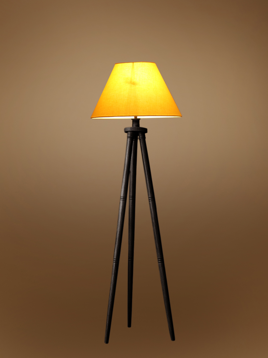 Ambika Home Designer Yellow Wooden Tripod Floor Light for Living Space & Hotels | E27 Holder Included Bulb - Image 7