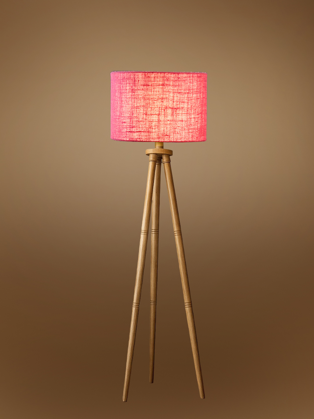 Pink Jute Drum Shade Wooden Tripod Floor Lamp for Living Room, Bedroom & Hotel Decor | Modern Standing Lamp with Natural Wood Base, E27 Holder, Ambient Lighting & Premium Home Decor - Image 7
