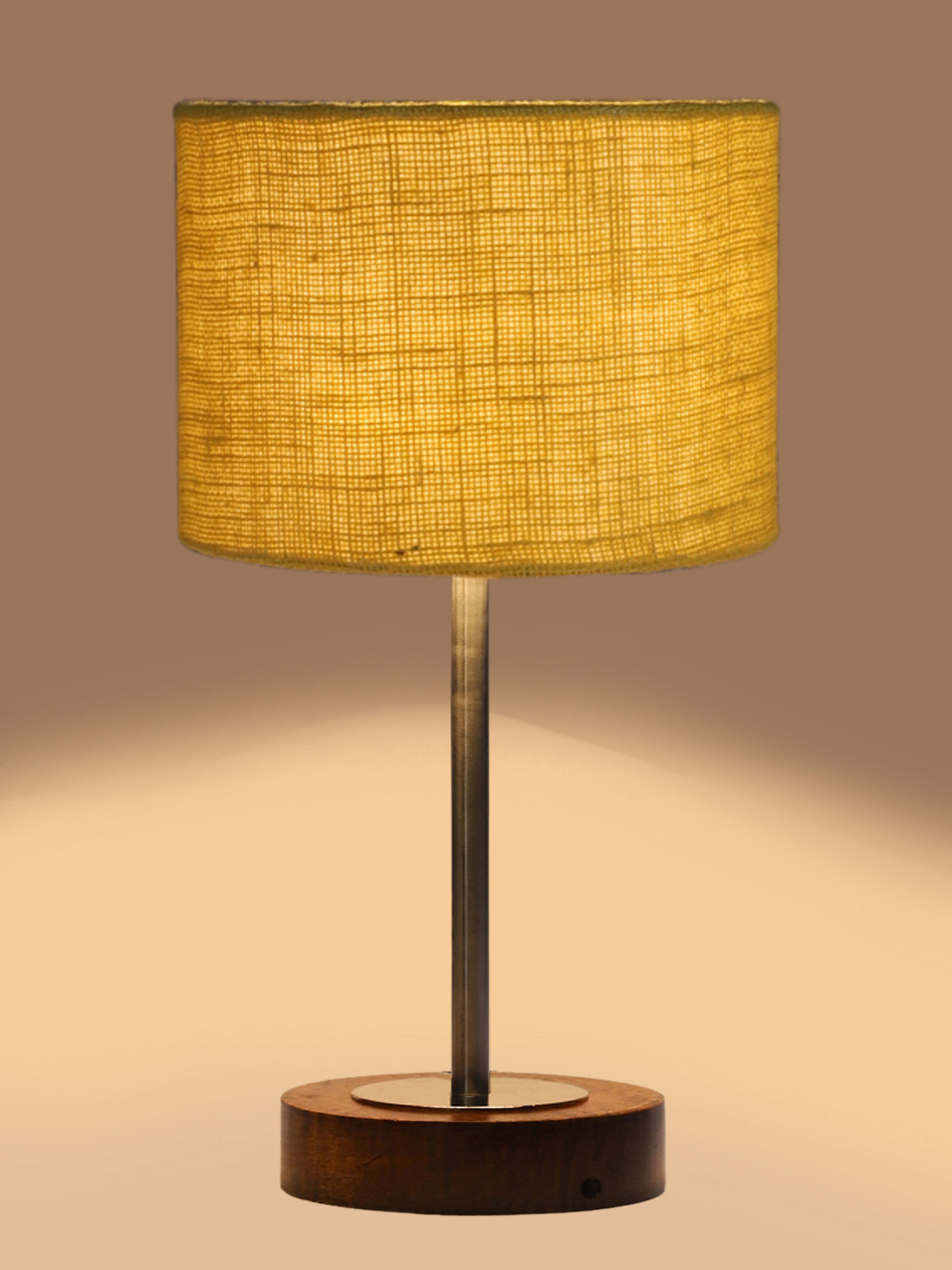 Ambika Home Luxury Premium Devansh Yellow Jute table lamp with Brown wood Base & Steel Pipe (7X17 inches)-17 Lamp with Yellow Shade for Living Room, Bedroom & Hallway - Image 7