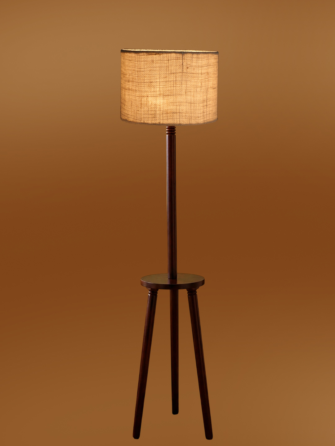 Premium White Jute Shade Floor Lamp with Wooden Shelf Stand for Living Room, Bedroom & Reading Corner | Modern Decorative Standing Lamp | Solid Wood Base | Elegant Home Lighting - Image 7