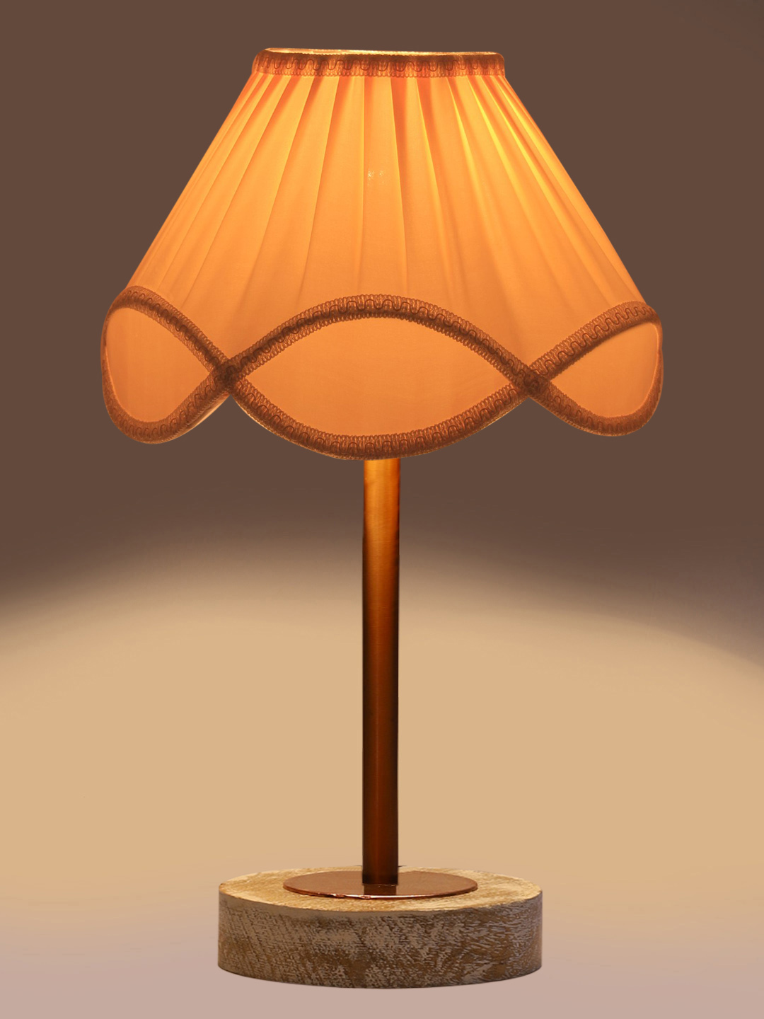 Ambika Home Luxury Premium Devansh Off-white cotton Vintage lamp with White Brushed Wood Base & Copper finish Metal (12x19.25) Lamp with off-white Shade for Living Room, Bedroom & Hallway - Image 7