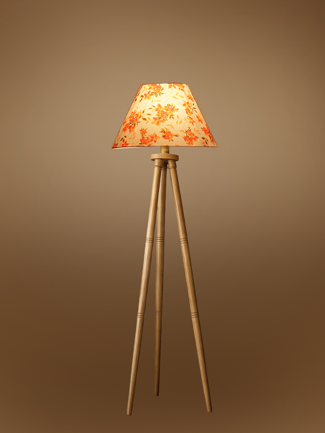 Multi Cotton Conical Shade Wooden Tripod Floor Lamp for Living Room, Bedroom & Hotel Decor | Modern Standing Lamp with Natural Wood Base, E27 Holder, Ambient Lighting & Premium Home Decor - Image 7