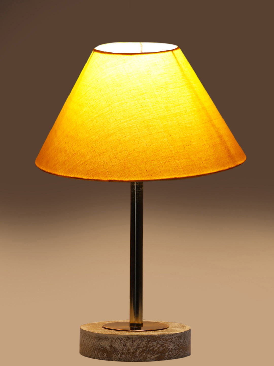 Ambika Home Luxury Premium Devansh Yellow cotton table lamp with White Brushed Wood Base & Steel Pipe (10X16.25 inches)-31 Lamp with Yellow Shade for Living Room, Bedroom & Hallway - Image 7