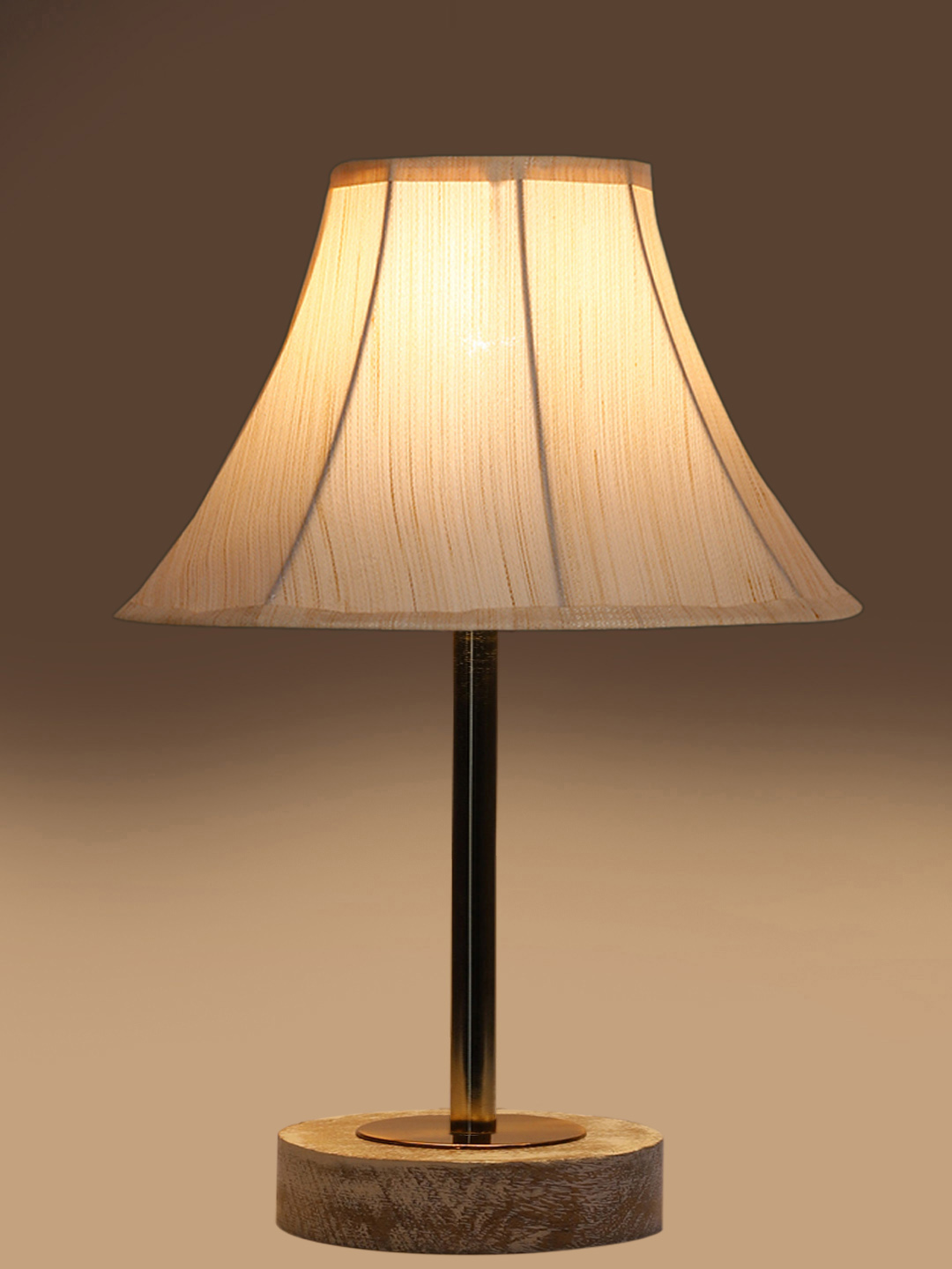 Ambika Home Luxury Premium Devansh Off-white cotton Vintage lamp with White Brushed Wood Base & Steel Pipe (12x17.75) Lamp with off-white Shade for Living Room, Bedroom & Hallway - Image 7