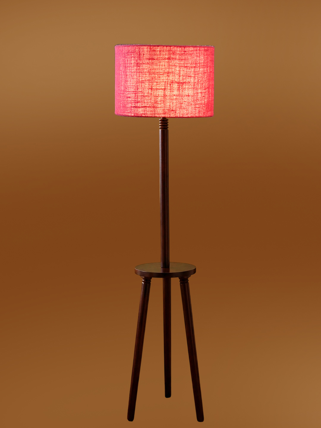Premium Pink Jute Shade Floor Lamp with Wooden Shelf Stand for Living Room, Bedroom & Reading Corner | Modern Decorative Standing Lamp | Solid Wood Base | Elegant Home Lighting - Image 7