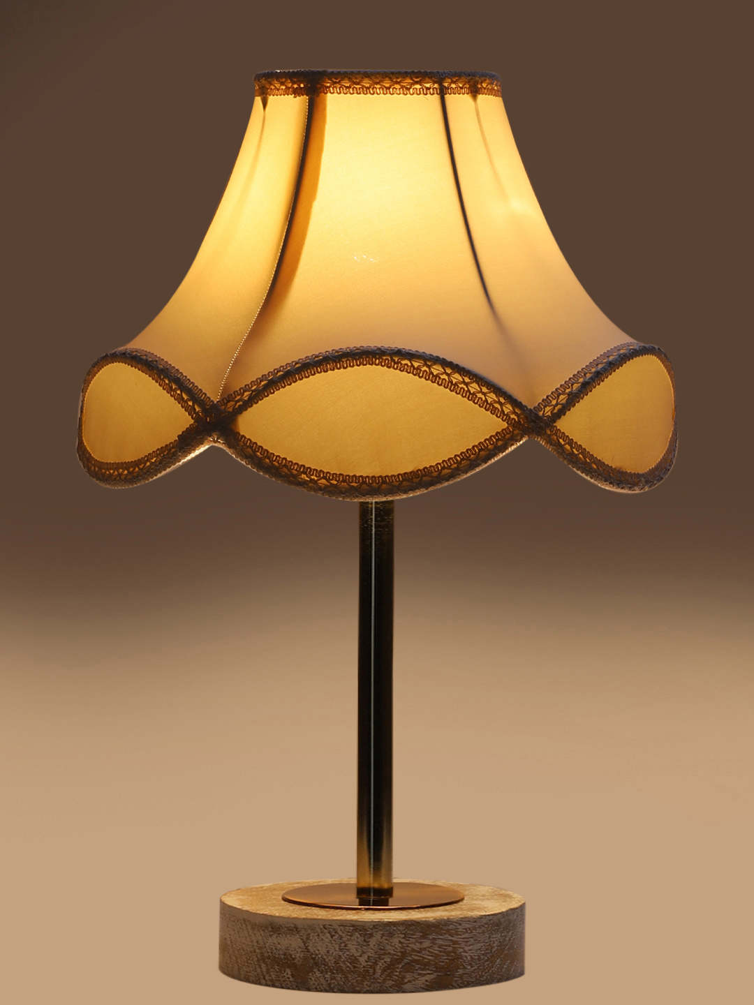 Ambika Home Luxury Premium Devansh Off-white cotton Vintage lamp with White Brushed Wood Base & Steel Pipe (12x19.25) Lamp with off-white Shade for Living Room, Bedroom & Hallway - Image 7