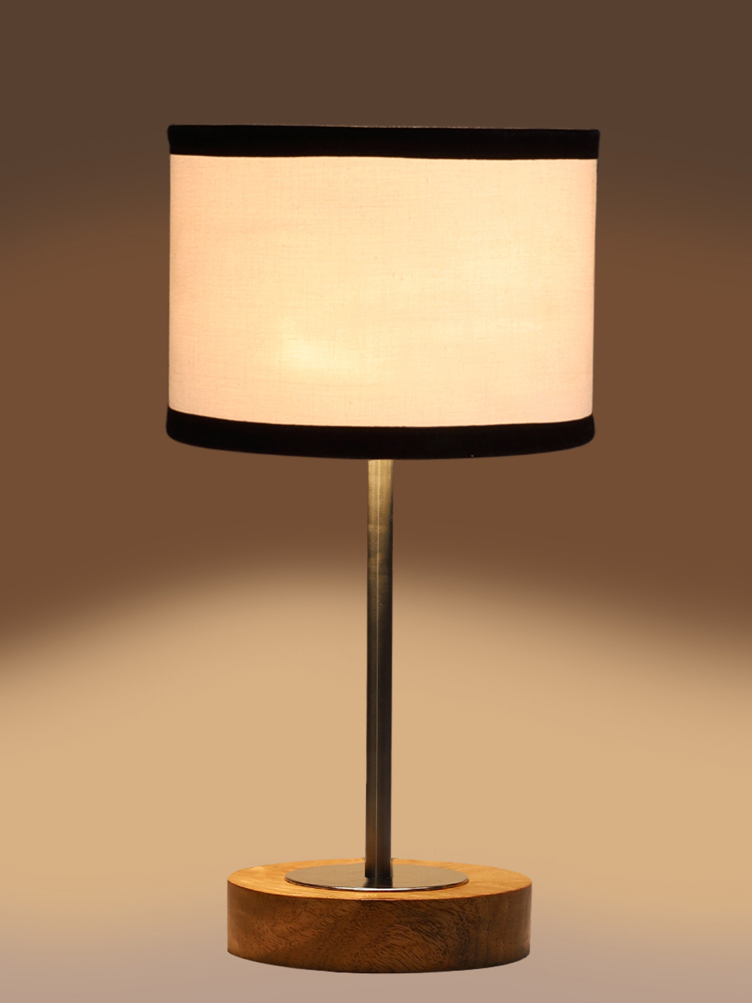 Ambika Home Luxury Premium Devansh Multicolor cotton table lamp with Natural Wood Base & Steel Pipe (7X17 inches)-8 Lamp with Multicolor Shade for Living Room, Bedroom & Hallway - Image 7