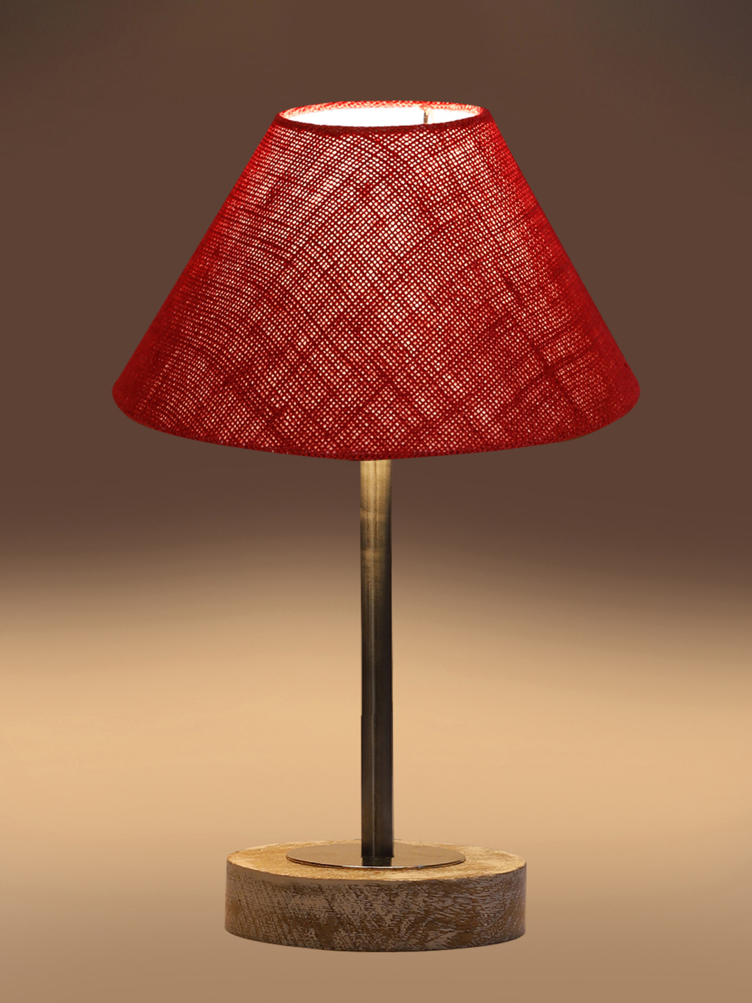 Ambika Home Luxury Premium Devansh Maroon Jute table lamp with g White Brushed Wood Base & Golden finish Metal (10X16.25 inches)-36 Lamp with Maroon Shade for Living Room, Bedroom & Hallway - Image 7