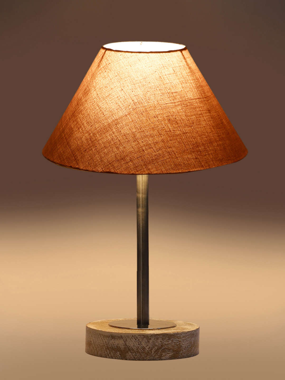 Ambika Home Luxury Premium Devansh Grey cotton table lamp with White Brushed Wood Base & Golden finish Metal (10X16.25 inches)-32 Lamp with Grey Shade for Living Room, Bedroom & Hallway - Image 7