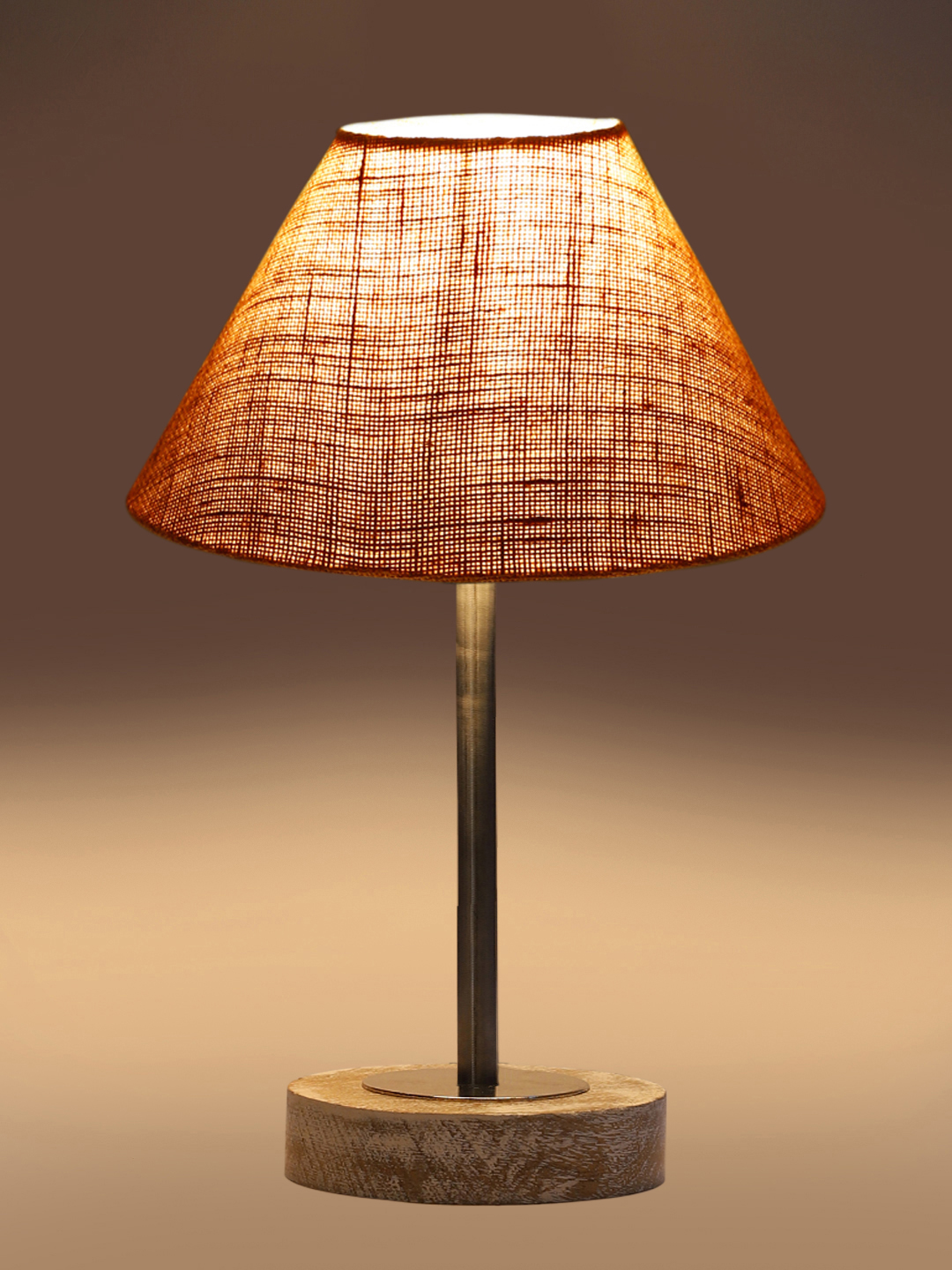 Ambika Home Luxury Premium Devansh Beige Jute table lamp with Black White Brushed Wood Base & Golden finish Metal & Golden finish Metal (10X16.25 inches)-34 Lamp with Beige Shade for Living Room, Bedroom & Hallway - Image 7