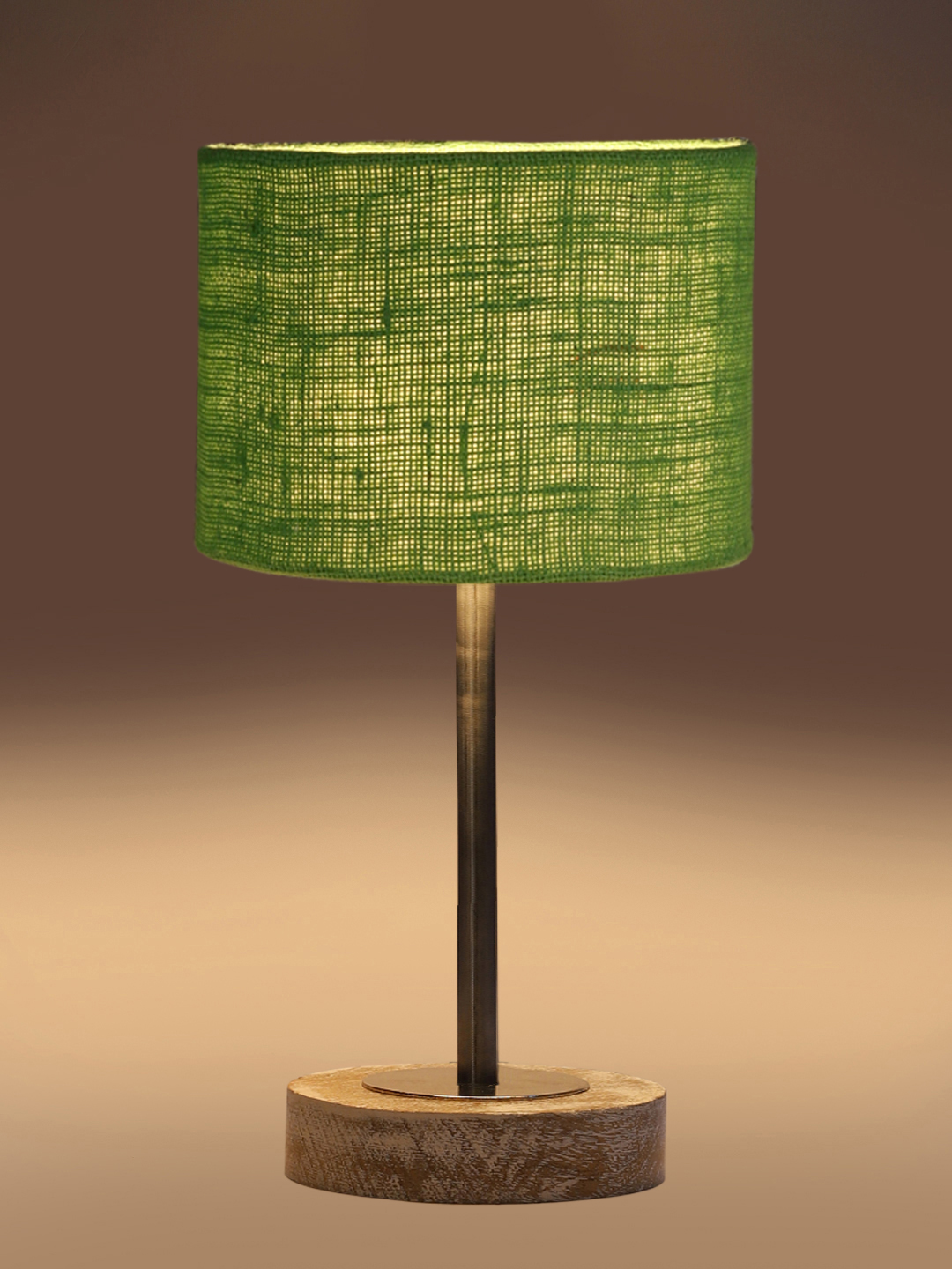 Ambika Home Luxury Premium Devansh Green Jute table lamp with White Brushed Wood Base & Golden finish Metal (7X17 inches)-17 Lamp with Green Shade for Living Room, Bedroom & Hallway - Image 7