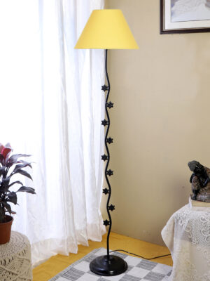 Ambika Home Majestic Aura Orange  Shade Premium Iron Floor Lamp with Iron Base & Powder Coated Finish | E27 Holder Included Bulb