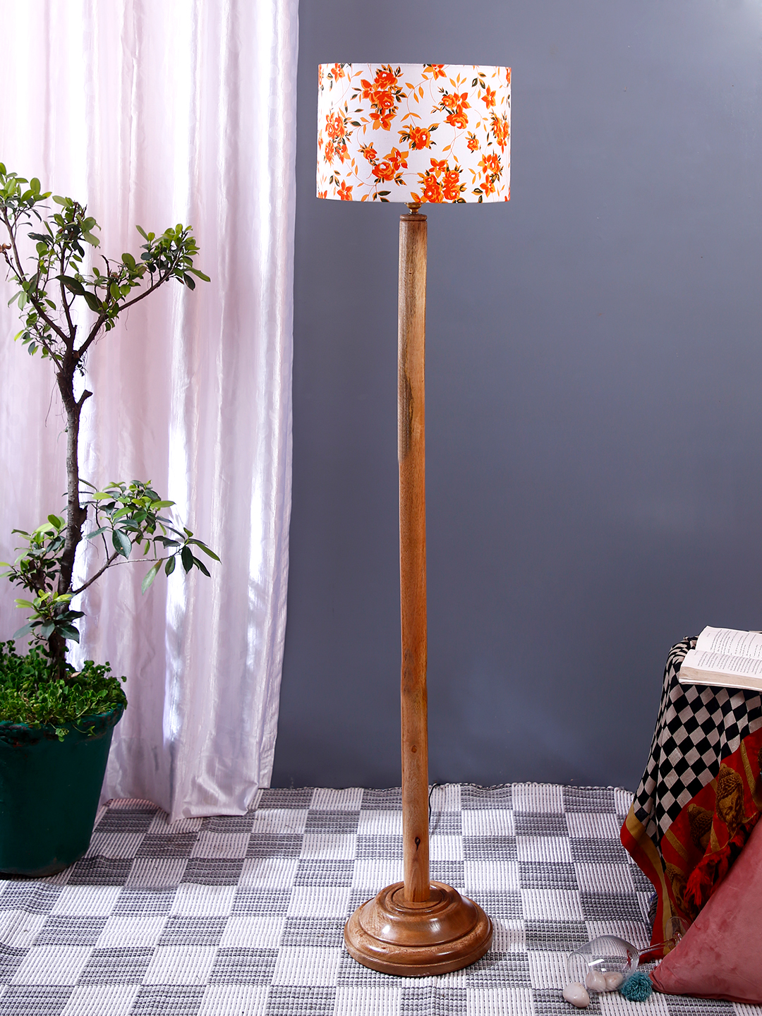 Ambika Home Multi Shade Wooden Floor Lamp for Living Room, Bedroom & Hallway | Premium Wood Standing Lamp | E27 Holder Included Bulb - Image 2