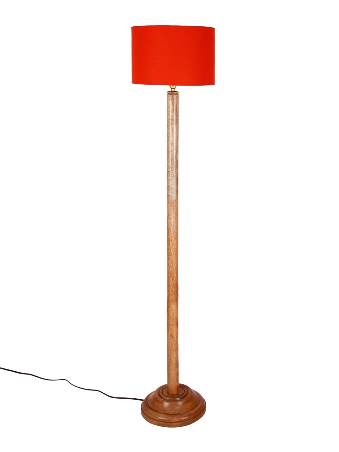 Ambika Home Orange Shade Wooden Floor Lamp for Living Room, Bedroom & Hallway | Premium Wood Standing Lamp | E27 Holder Included Bulb - Image 4