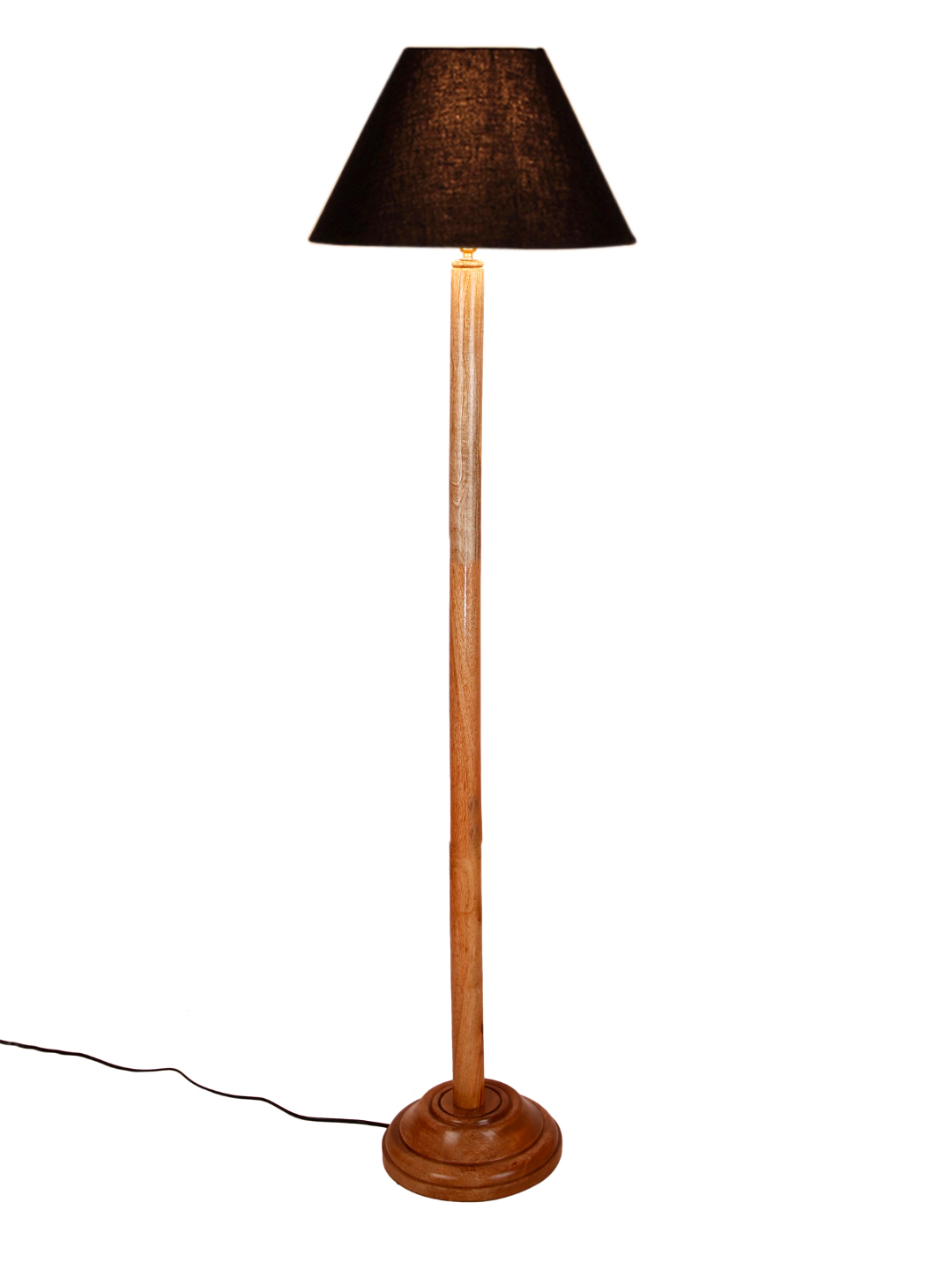 Ambika Home Black Shade Wooden Floor Lamp for Living Room, Bedroom & Hallway | Premium Wood Standing Lamp | E27 Holder Included Bulb - Image 3