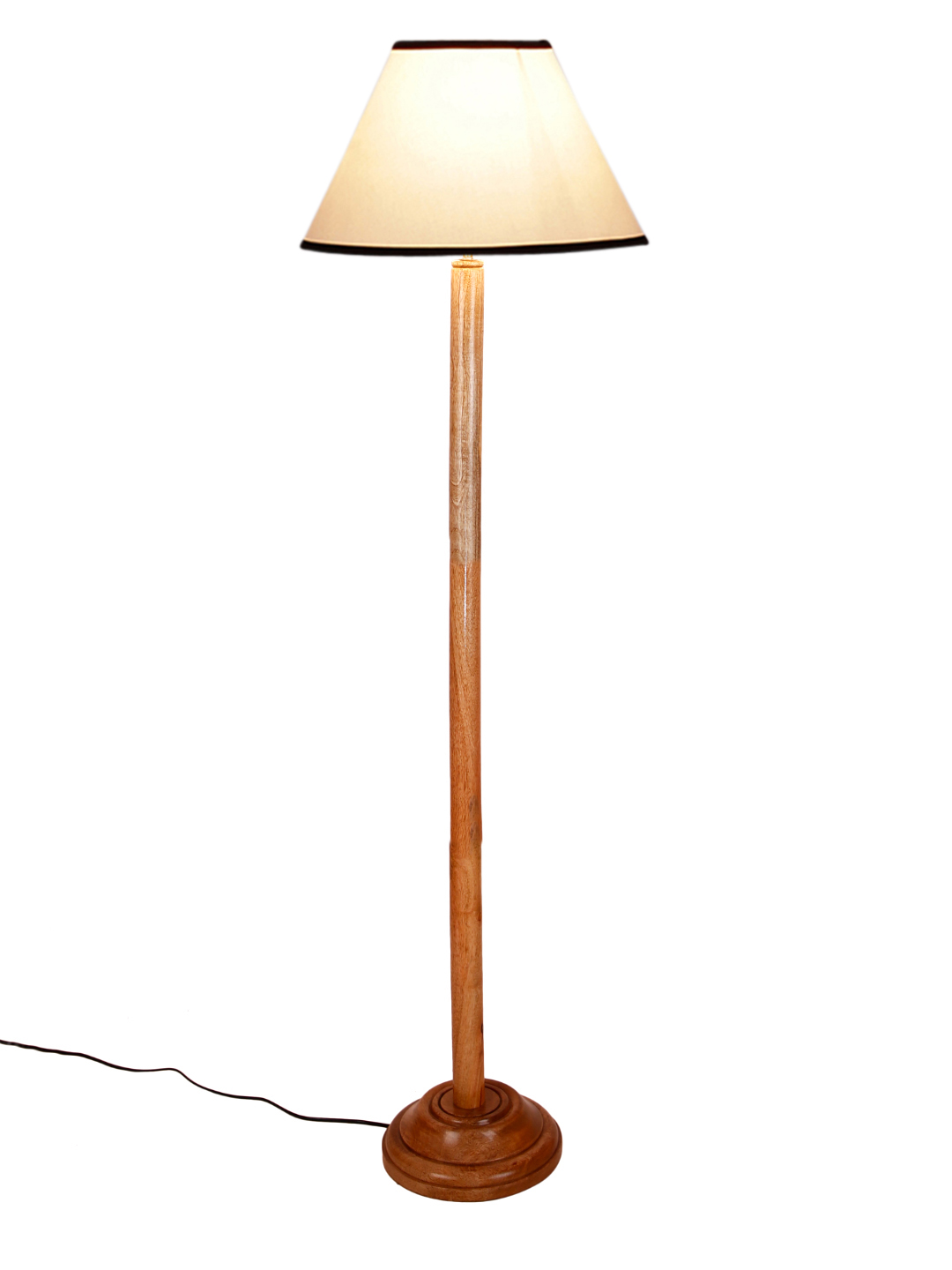 Ambika Home White Shade Wooden Floor Lamp for Living Room, Bedroom & Hallway | Premium Wood Standing Lamp | E27 Holder Included Bulb - Image 3