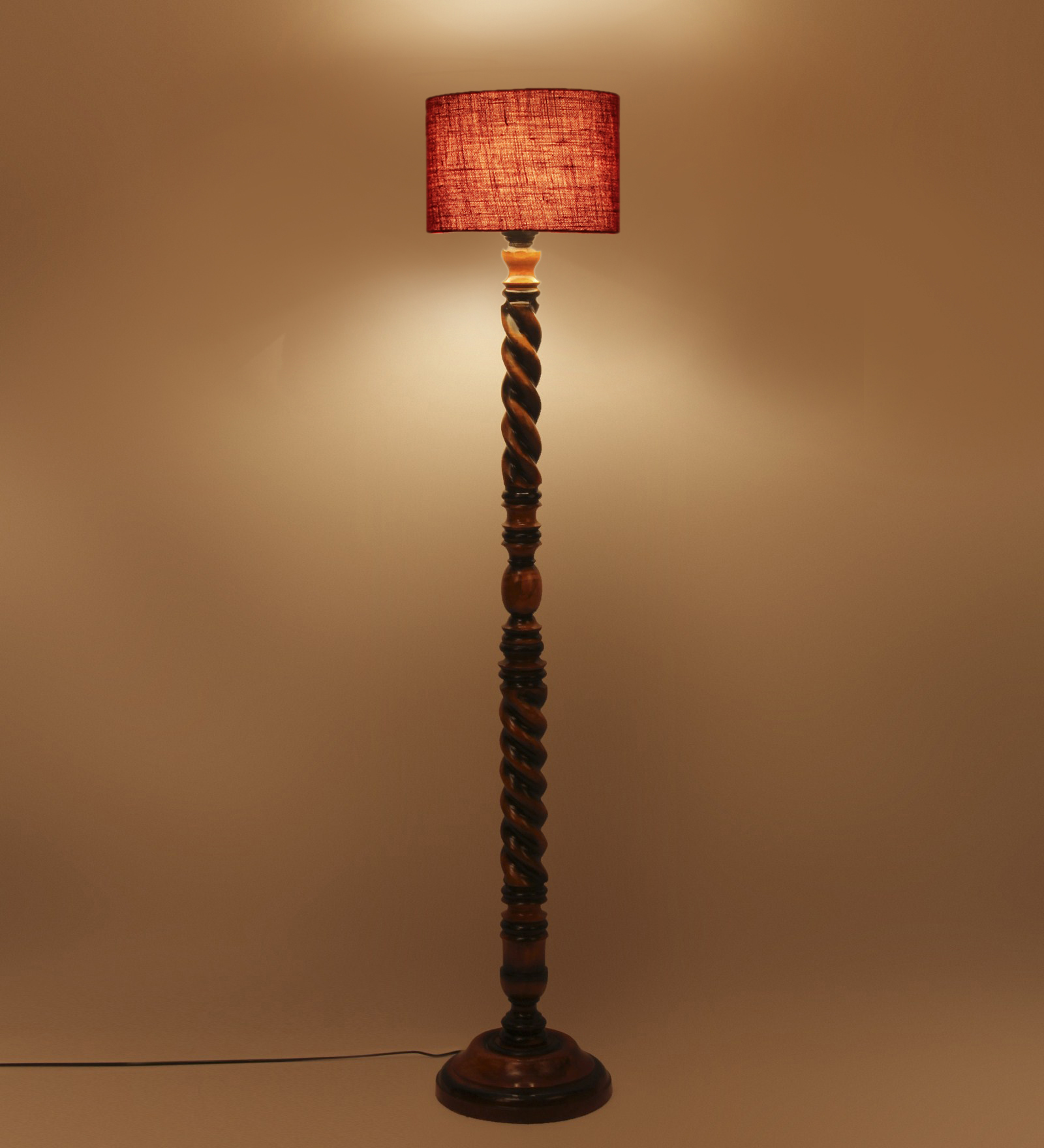 Ambika Home Palace Luxe Blue Shade Wooden Floor Lamp for Living Room, Bedroom, Hallway, Guest Room & Hotel Decor | Handcrafted Standing Lamp with E27 Holder - Image 2