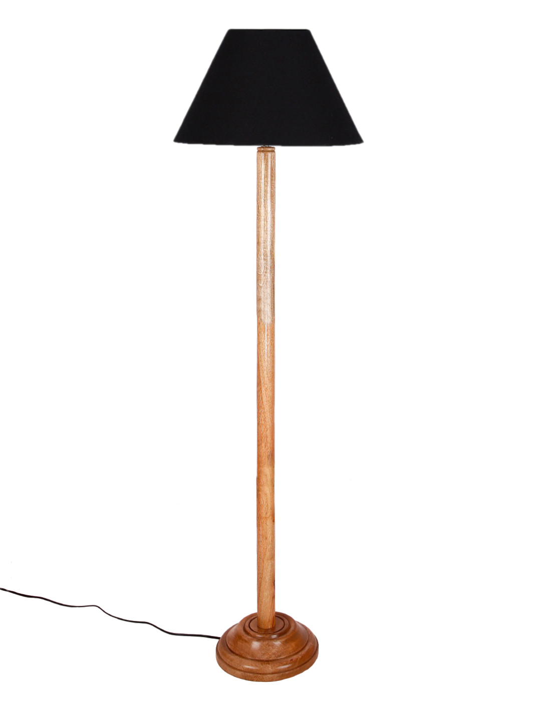 Ambika Home Black Shade Wooden Floor Lamp for Living Room, Bedroom & Hallway | Premium Wood Standing Lamp | E27 Holder Included Bulb - Image 4
