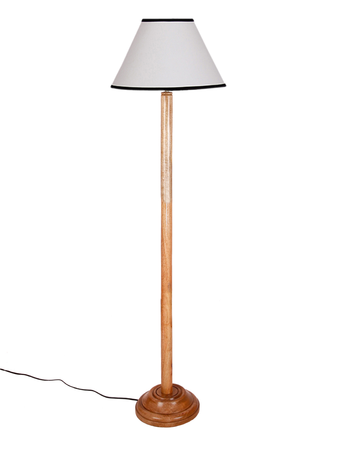 Ambika Home White Shade Wooden Floor Lamp for Living Room, Bedroom & Hallway | Premium Wood Standing Lamp | E27 Holder Included Bulb - Image 4
