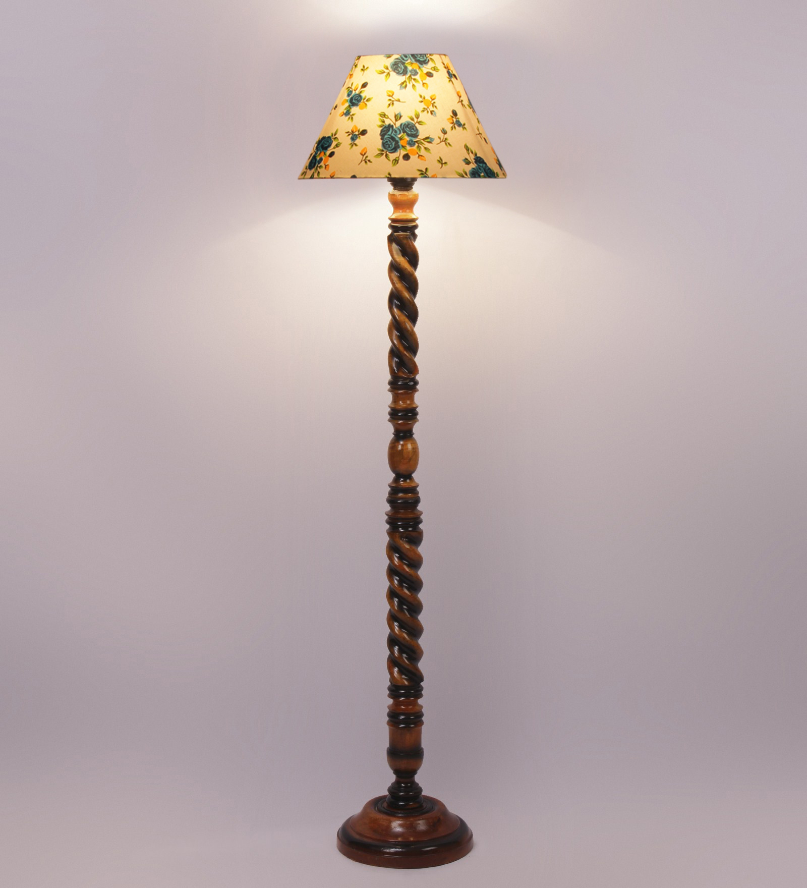 Ambika Home Monarch Manor Designer Shade Wooden Floor Lamp for Living Room, Bedroom, Hallway, Guest Room & Hotel Decor | Handcrafted Standing Lamp with E27 Holder - Image 4