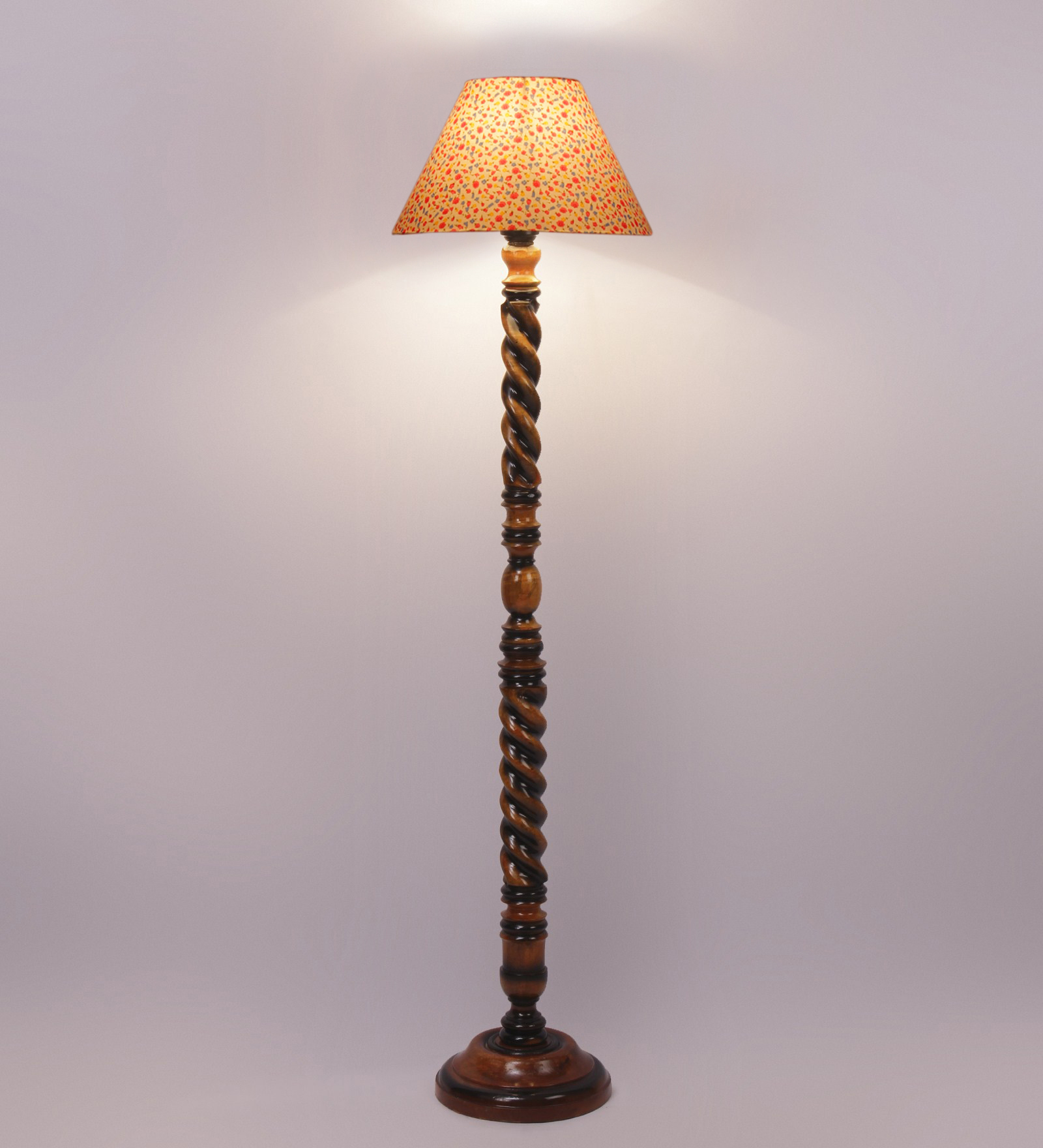 Ambika Home Palace Luxe Designer Shade Wooden Floor Lamp for Living Room, Bedroom, Hallway, Guest Room & Hotel Decor | Handcrafted Standing Lamp with E27 Holder - Image 4
