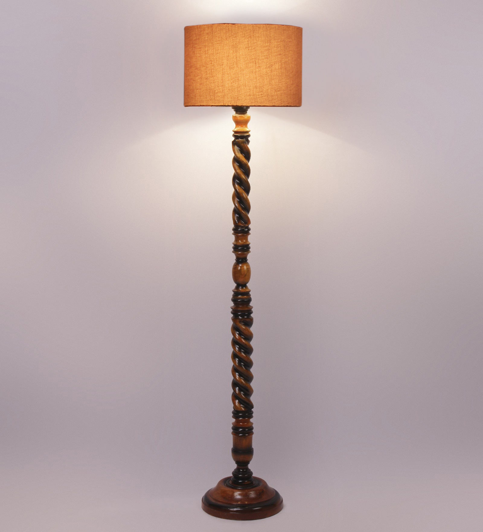 Ambika Home Classic Colonial Orange Shade Wooden Floor Lamp for Living Room, Bedroom, Hallway, Guest Room & Hotel Decor | Handcrafted Standing Lamp with E27 Holder - Image 4