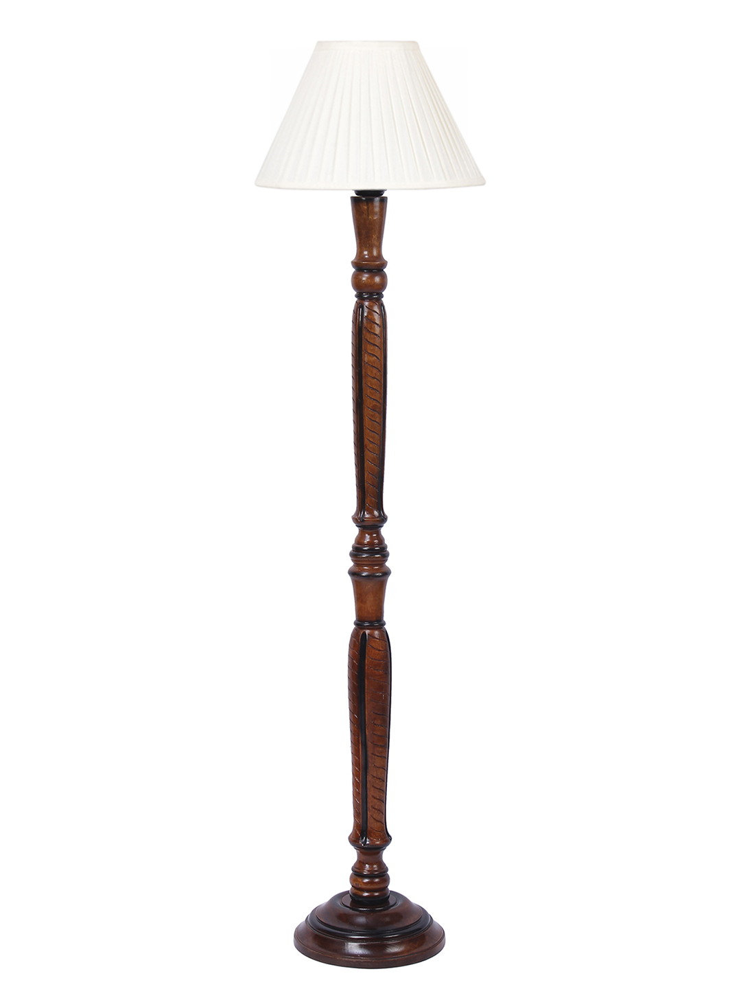 Ambika Home Elegant Premium Cross Pleated Solid Wood Floor Lamp for Modern Living Room | Handcrafted Wood Floor Lamp with Off-white Cotton Shade for Living Room, Bedroom & Home Decor - Image 8