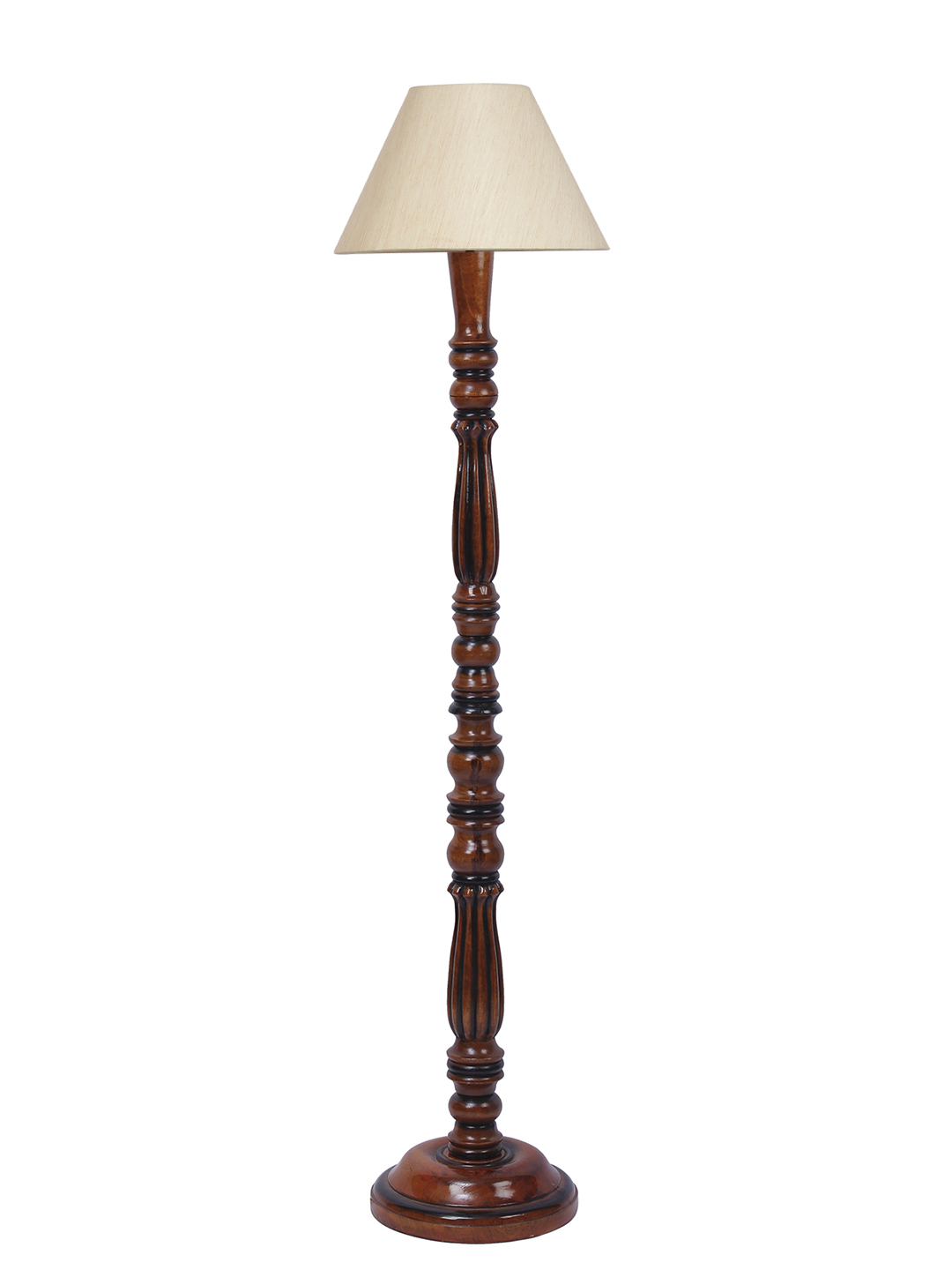 Ambika Home Conical Premium Solid Wood Off-White Cotton Floor Lamp for Elegant Living Room & Bedroom | Handcrafted Wood Floor Lamp with Off-white Cotton Shade for Living Room, Bedroom & Home Decor - Image 8