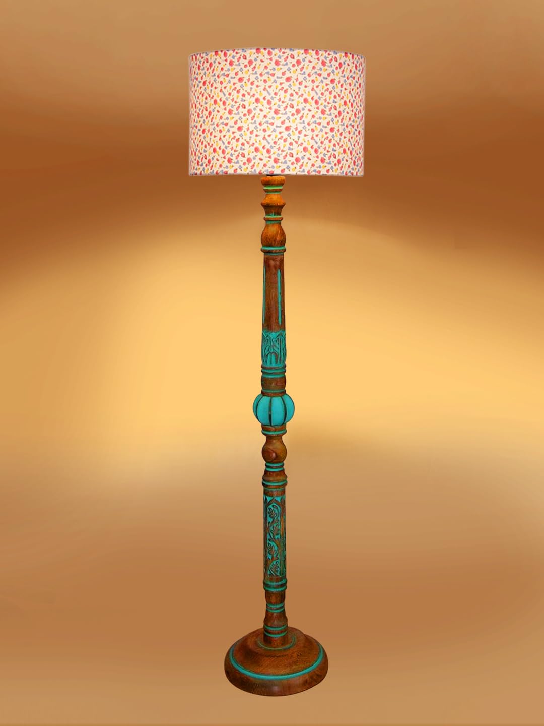 Ambika Home MULTI Shade Wooden Floor Lamp for Living Room, Bedroom & Hallway | Modern Wood Standing Lamp | B22 Holder | Hotel & Guest Room Decor - Image 5