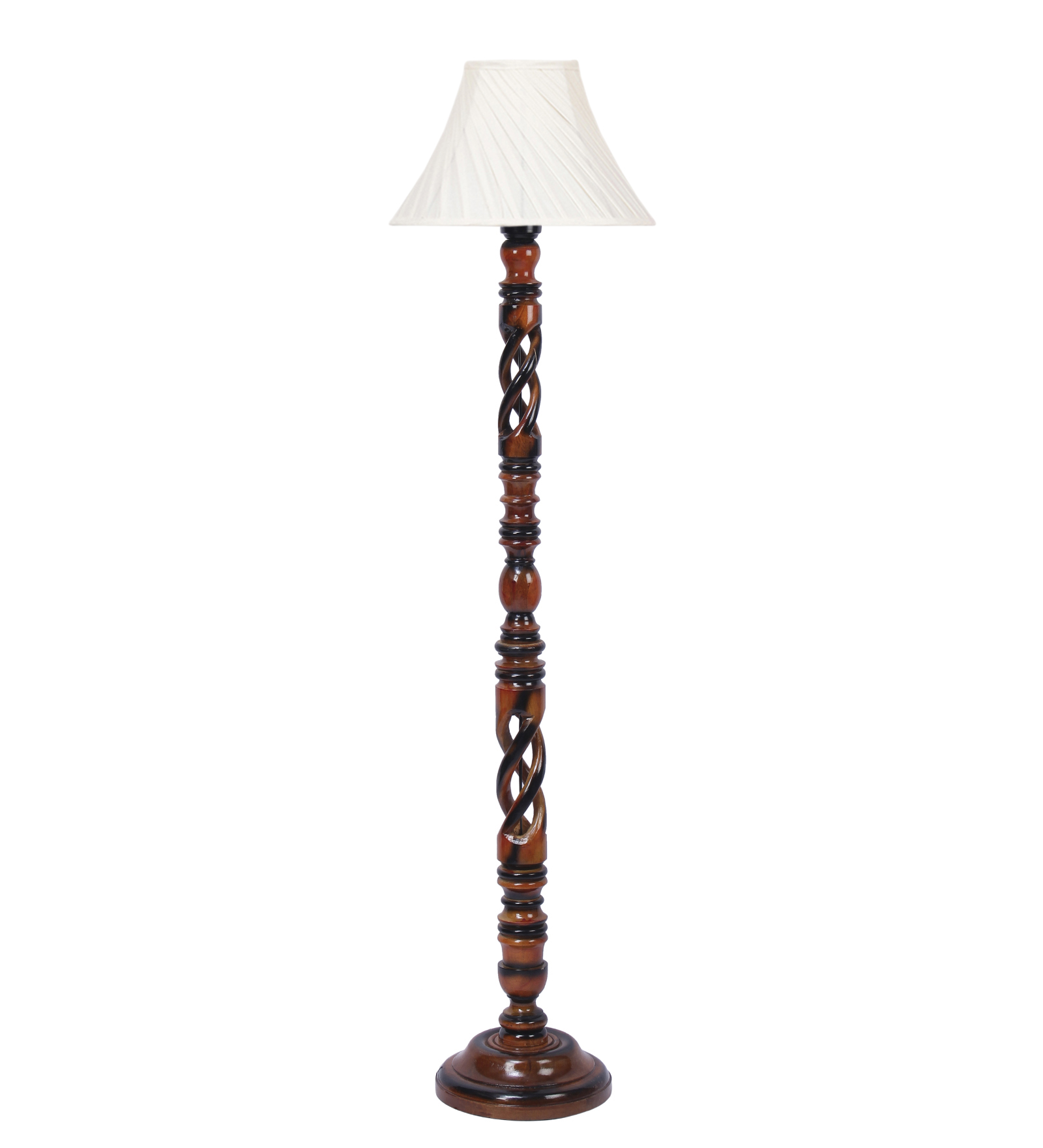 Ambika Home Classic Colonial Designer Shade Wooden Floor Lamp for Living Room, Bedroom, Hallway, Guest Room & Hotel Decor | Handcrafted Standing Lamp with E27 Holder - Image 5