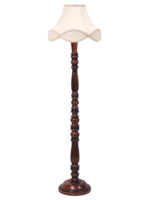 Ambika Home Premium Multicolor Vintage Cotton Designer Wooden Floor Lamp for Elegant Interiors | Handcrafted Wood Floor Lamp with off-white Cotton Shade for Living Room, Bedroom & Home Decor