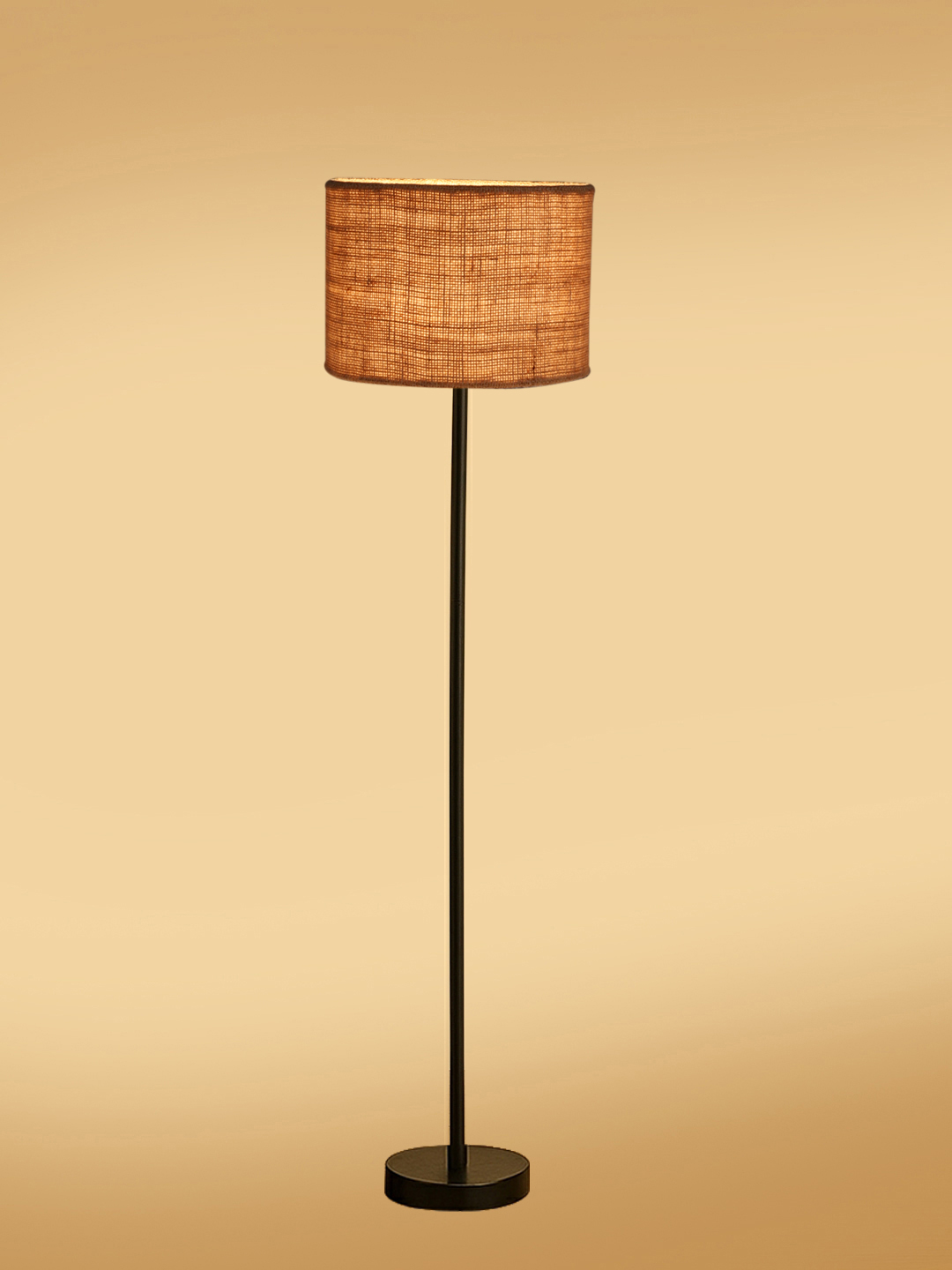Ambika Home Beige Jute Drum shade with floor lamp with wood base Decorative Floor Lamp for Living Room, Bedroom & Office - Image 5