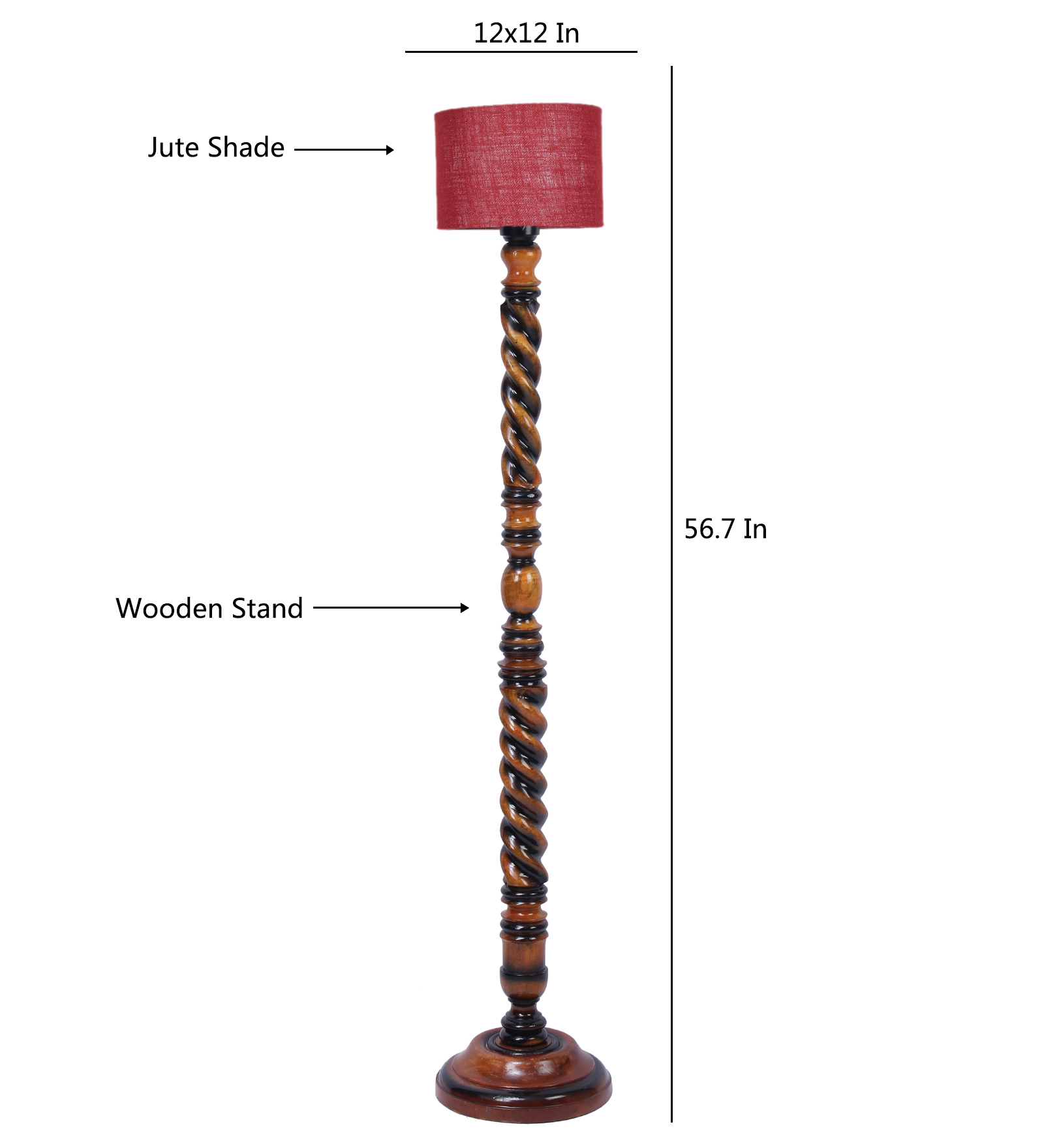 Ambika Home Palace Luxe Blue Shade Wooden Floor Lamp for Living Room, Bedroom, Hallway, Guest Room & Hotel Decor | Handcrafted Standing Lamp with E27 Holder - Image 5