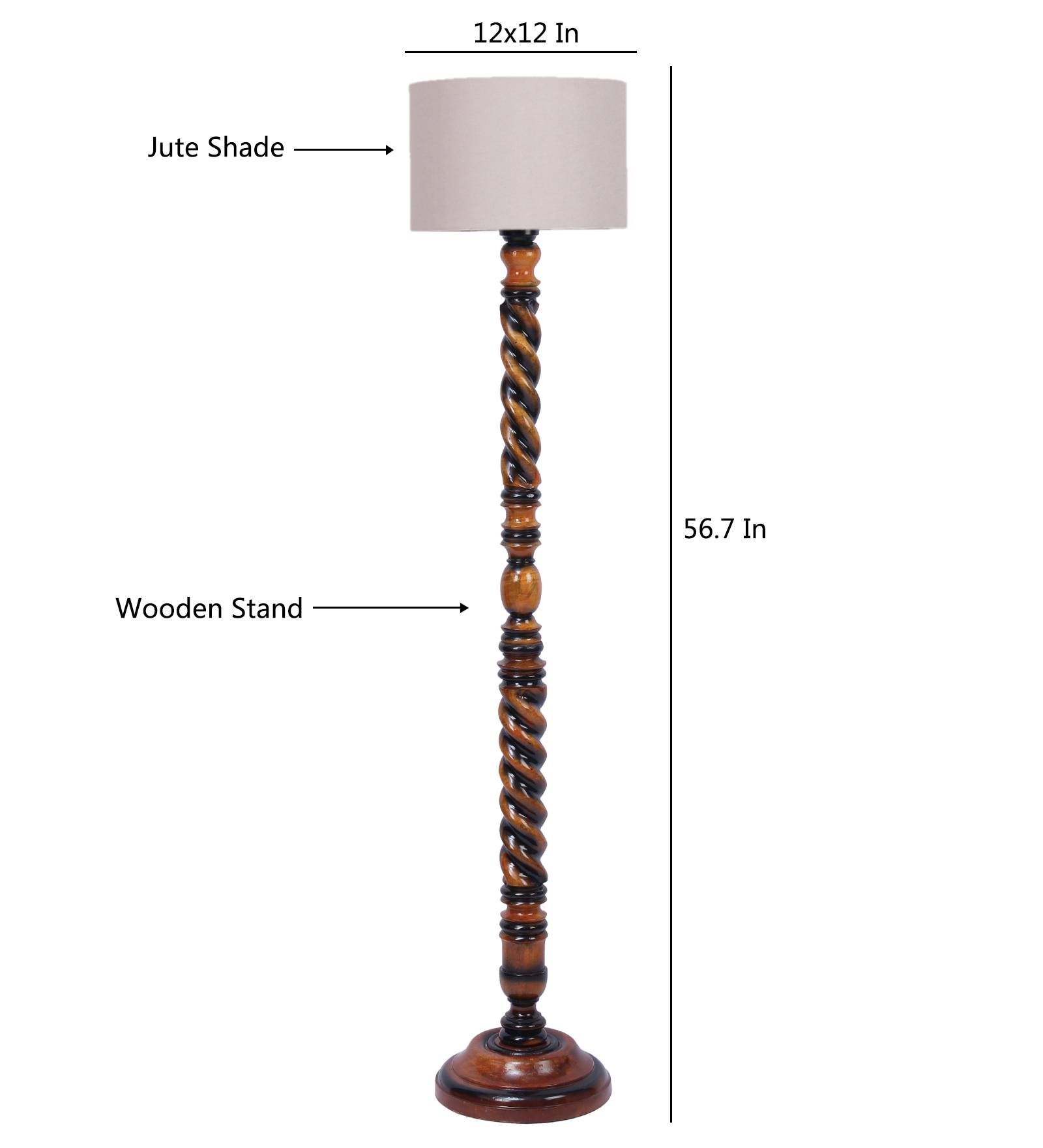 Ambika Home Classic Colonial Orange Shade Wooden Floor Lamp for Living Room, Bedroom, Hallway, Guest Room & Hotel Decor | Handcrafted Standing Lamp with E27 Holder - Image 6