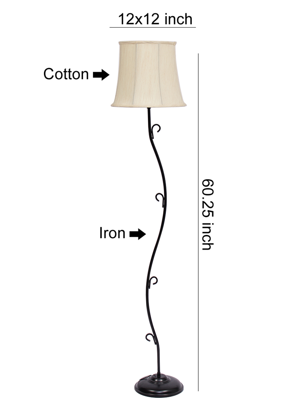 Ambika Home Valencia Series 158 – off white Premium Powder Coated Iron Floor Lamp for Luxury Living Rooms | E27 Holder Included Bulb - Image 6