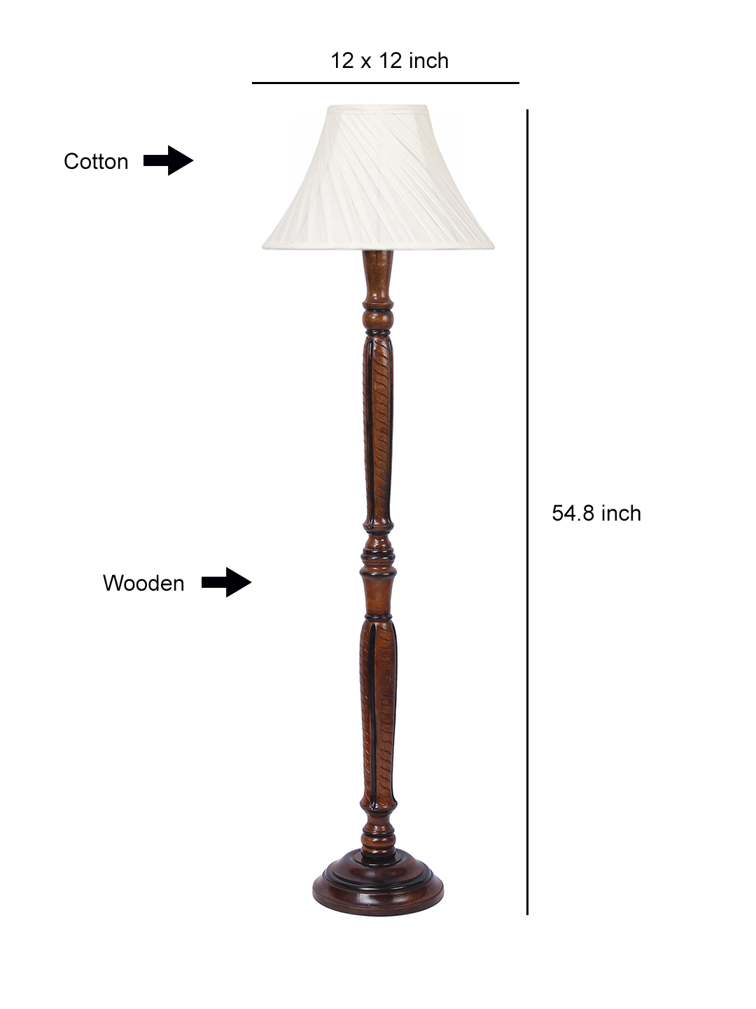 Ambika Home Elegant Premium Cross Pleated Solid Wood Floor Lamp for Modern Living Room | Handcrafted Wood Floor Lamp with Off-white Cotton Shade for Living Room, Bedroom & Home Decor - Image 6