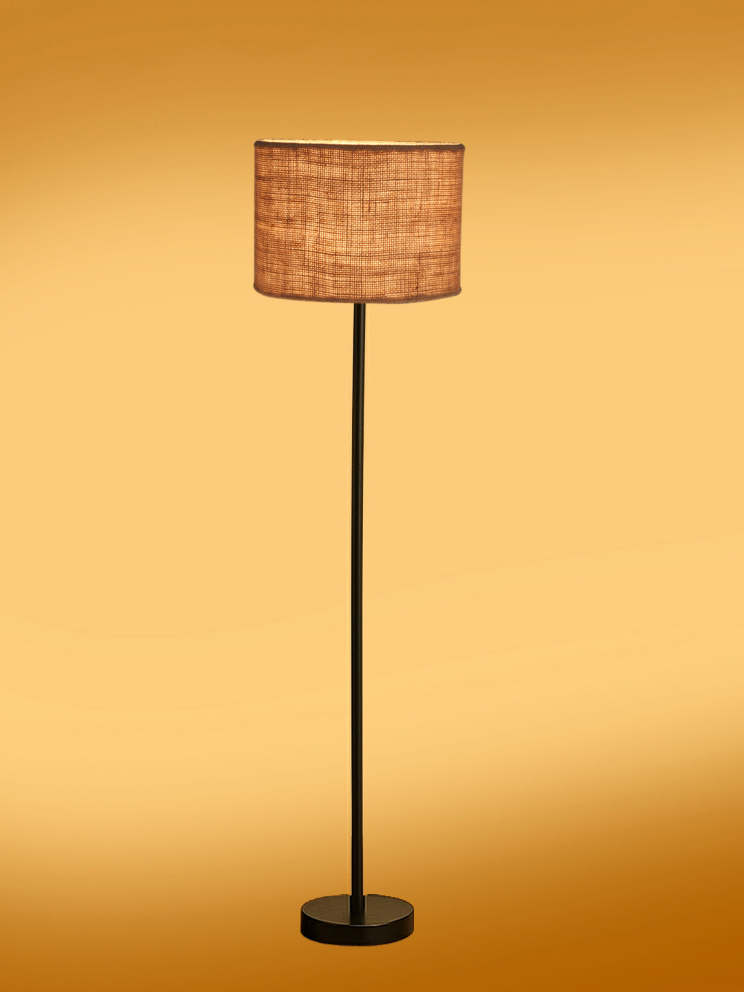 Ambika Home Beige Jute Drum shade with floor lamp with wood base Decorative Floor Lamp for Living Room, Bedroom & Office - Image 6