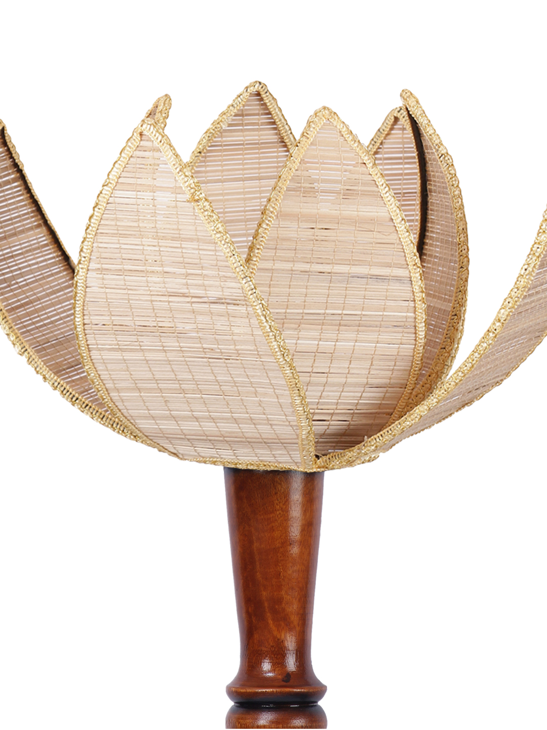 Ambika Home Luxury Cross Rose Bamaboo Handcrafted Wooden Floor Lamp for Home Décor | Handcrafted Wood Floor Lamp with Beige Bamboo Shade for Living Room, Bedroom & Home Decor - Image 7
