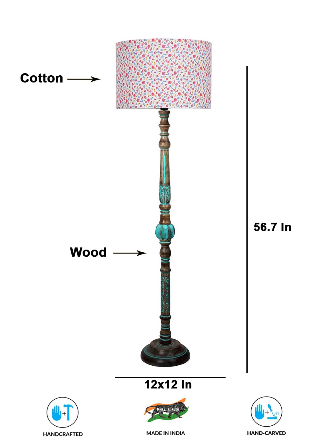 Ambika Home MULTI Shade Wooden Floor Lamp for Living Room, Bedroom & Hallway | Modern Wood Standing Lamp | B22 Holder | Hotel & Guest Room Decor - Image 8