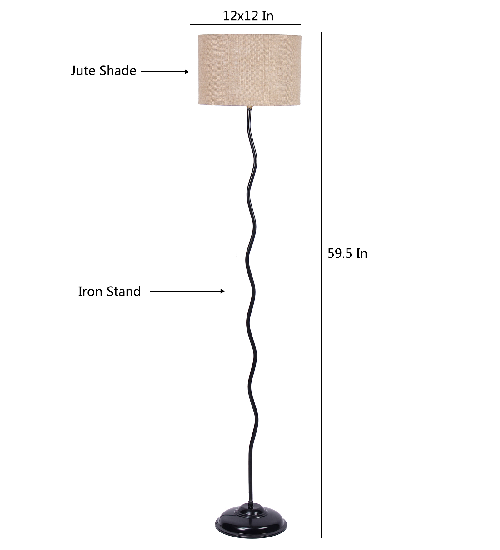 Ambika Home Beige Jute Zig Zag Floor Lamp | Modern Standing Lamp for Living Room, Bedroom & Home Decor - Image 6
