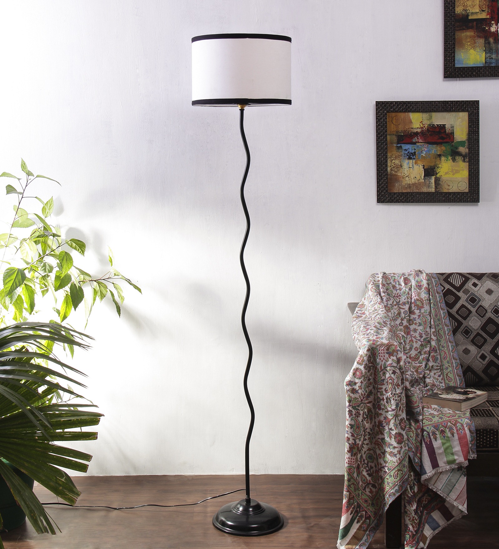 Ambika Home Multicolor Cotton Zig Zag Floor Lamp | Modern Standing Lamp for Living Room, Bedroom & Home Decor - Image 2