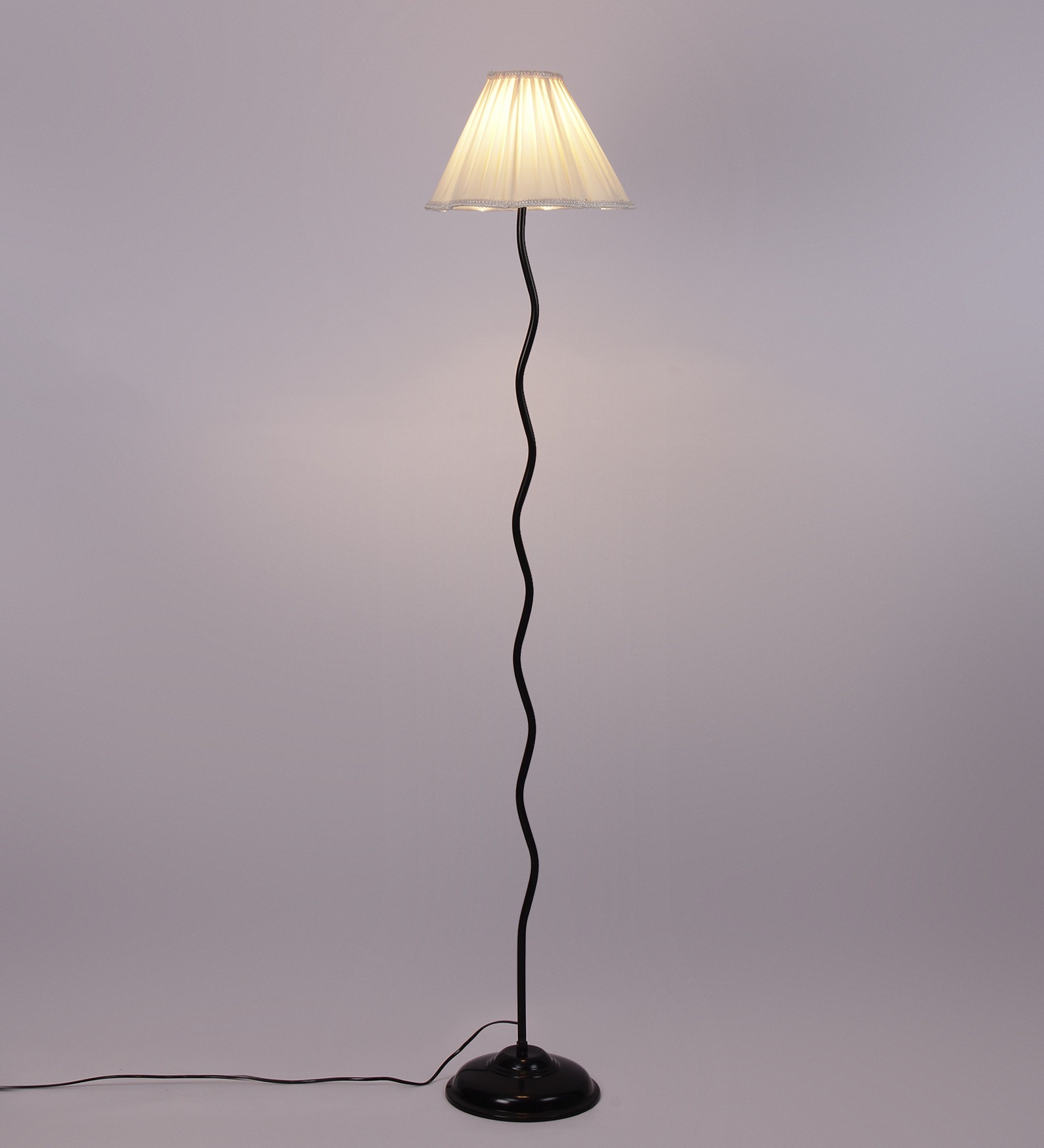Ambika Home Off-white Cotton Zig Zag Floor Lamp | Modern Standing Lamp for Living Room, Bedroom & Home Decor - Image 4