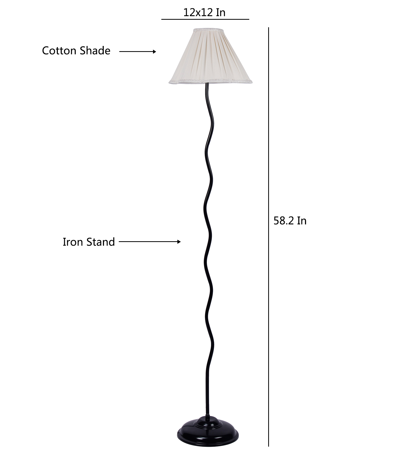 Ambika Home Off-white Cotton Zig Zag Floor Lamp | Modern Standing Lamp for Living Room, Bedroom & Home Decor - Image 6