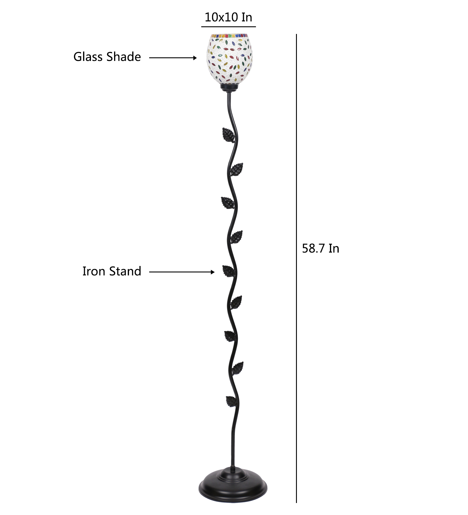 Ambika Home Mosaic glass leaf floor lamp | Premium Floor Lamp for Living Room, Bedroom, Hallway, Hotel & Guest Room Decor - Image 6